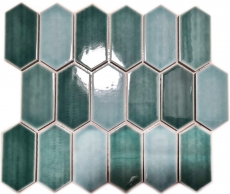 Hexagonale Sechseck Mosaik Fliese Keramik waldgrn glnzend Kche Wand Bad Fliesenspiegel WC -  MOS11J-475