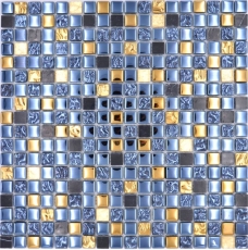 Glasmosaik Naturstein Mosaikfliese schwarz anthrazit gold Badezimmer Kche Fliesenspiegel Spritzschutz - MOS92-650