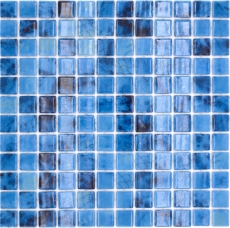 Schwimmbadmosaik Poolmosaik Glasmosaik blau changierend glnzend Wand Boden Kche Bad Dusche MOS220-P56255