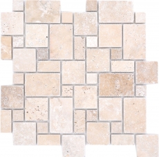 Naturstein Mosaikfliesen Terrasse Travertin beige matt Wand Boden Kche Bad Dusche MOS40-FP46