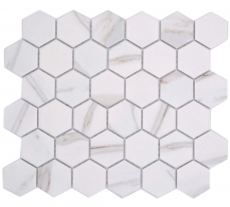 Keramik Mosaik Hexagon Calacatta Sechseck wei graubraun matt MOS11G-0112