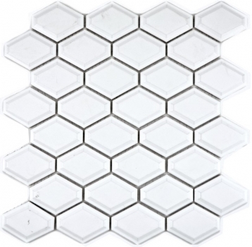 Retro 3D Mosaik Fliese Keramik Diamant Metro wei glnzend Fliesenspiegel Kche MOS13MD-0101