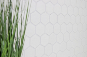 Handmuster Mosaik Fliese Keramik Hexagon wei glnzend Kchenrckwand Spritzschutz MOS11B-0102_m