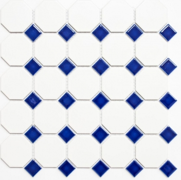 Octagonale Achteck Mosaik Fliese Keramik blau wei matt blau glnzend Wandfliesen Badfliese MOS13-OctaG464