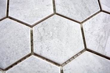 Handmuster Mosaik Fliese Keramik Hexagon Travertin grau matt Fliesenspiegel Kche MOS11G-0202_m