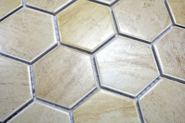 Handmuster Mosaik Fliese Keramik Hexagon Travertin beige matt Fliesenspiegel Kche MOS11G-1202_m