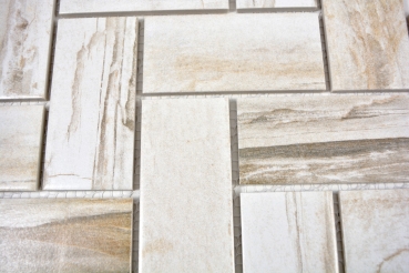 Handmuster Mosaik Fliese Keramik beige Fischgrt Holz hell Fliesenspiegel Kche MOS24-2002_m