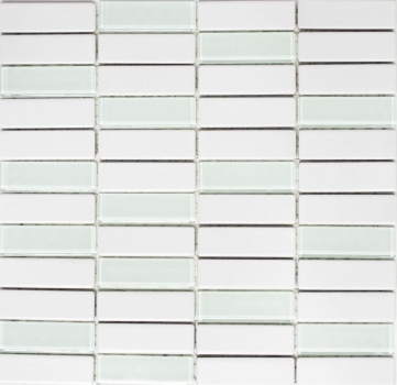 Stbchen Mosaik Fliese Keramik wei mint matt Glas Badewannenverkleidung MOS24-ST325