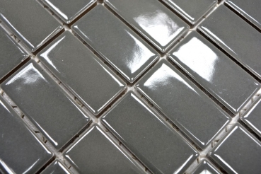 Handmuster Mosaik Fliese Keramik metallgrau Stbchen metall glnzend MOS24B-0204_m