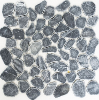 Flukiesel Steinkiesel geschnitten schwarz anthrazir grau Fliesenspiegel Duschtasse Duschwand - MOS30-0302