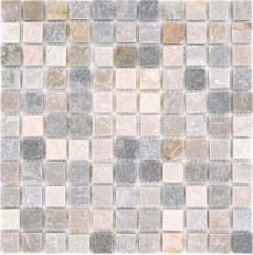 Quarzit Naturstein Mosaik Fliese beige grau Wand Boden Dusche Kchenrckwand Duschwand - MOS36-0206