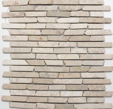 Mosaik Marmor Naturstein hellbeige Brick Verbund Stbchen Spritzschutz Wandverblender Fliesenspiegel - MOS40-0105