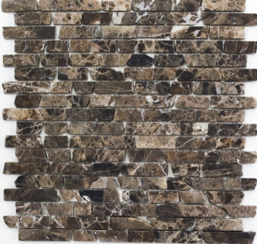 Mosaik Marmor Naturstein beige dunkelbraun Brick Castanao Verbund Stbchen Spritzschutz Wandfliese Bad - MOS40-0185