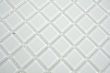 Handmuster Mosaikfliese Transluzent Glasmosaik Crystal wei BAD WC Kche WAND MOS63-0102_m