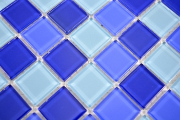 Handmuster Mosaikfliese Transluzent Glasmosaik Crystal blau BAD WC Kche WAND MOS63-0405_m