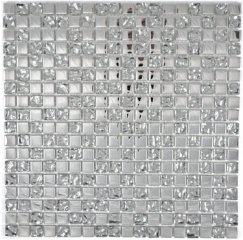 Mosaikfliese Glasmosaik electroplated Silber Glas BAD WC Kche WAND MOS92-0218