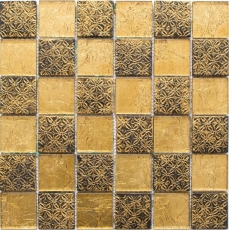 Glasmosaik gold Mosaikfliese Resin Optik Fliesenspiegel Kche Duschwand MOS88-8OP7