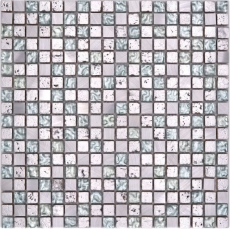 Glasmosaik Mosaikfliese Aluminium silber grau Resin Spritzschutz Kche Bad Fliesenspiegel Wand WC - MOS92-0202