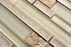 Handmuster Mosaikfliese Transluzent Keramik beige Verbund Glasmosaik Crystal Stein Keramik beige MOS87SO-1251_m