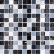 selbstklebende Glasmosaik Mosaikfliese grau schwarz weiss wisch MOS200-4CM28