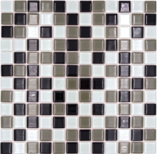 selbstklebende Glasmosaik Mosaikfliese schwarz schlamm weiss MOS200-4CM30