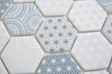 Handmuster GLAS Mosaik Hexagon ECO blau Mosaikfliese Wand Fliesenspiegel Kche Bad MOS16-0414_m