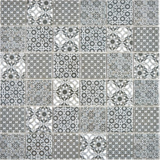 Keramik Mosaik Fliese schwarz weiss Mosaikfliese Patchwork Ornament Dekor Vintage Wand Fliesenspiegel MOS14-0333