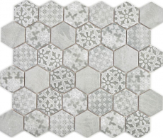 Hexagonale Sechseck Mosaik Fliese Keramik grau wei mix Mosaikfliese Wand Fliesenspiegel Kche Bad Fliesenspiegel - MOS11H-0002