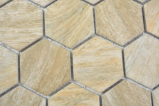 Handmuster Keramik Mosaik Hexagon beige braun Holzoptik MOS11H-0011_m