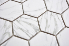 Handmuster Keramik Mosaik Hexagon Carrara wei glnzend Mosaikfliese Wand Fliesenspiegel Kche Bad MOS11H-0001_m