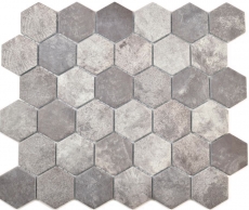 Hexagonale Sechseck Mosaik Fliese Keramik Zementoptik dunkelgrau Mosaikfliese Wand Fliesenspiegel Kche Bad WC - MOS11H-0026