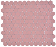 Hexagonale Sechseck Mosaik Fliese Keramik mini klinkerrot R10B Duschtasse Bodenfliese Mosaikfliese Rutschsicher Bad - MOS11H-0900-R10