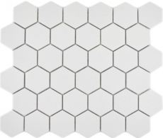 Hexagonale Sechseck Mosaik Fliese Keramik wei R10B Duschtasse Bodenfliese Mosaikfliese Rutschsicher Badfliese WC - MOS11H-0111-R10