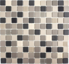 Mosaikfliese Keramik Glasmosaik mix hellbeige grau schwarz unglasiert rutschsicher Fliesenspiegel - MOS18-CUG60