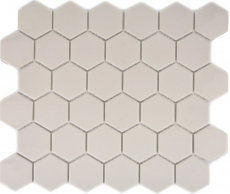 Hexagonale Sechseck Mosaik Fliese Keramik hellbeige unglasiert rutschsicher Bodenfliese Duschtasse Wand - MOS11B-1202-R10