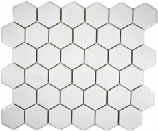 Hexagonale Sechseck Mosaik Fliese Keramik wei unglasiert rutschsicher Bodenfliese Schwimmbadfliese Duschtasse - MOS11B-0102-R10