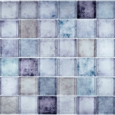 Glasmosaik Mosaikfliesen pastell blau violett cream changierend Wand Fliesenspiegel Kche Bad