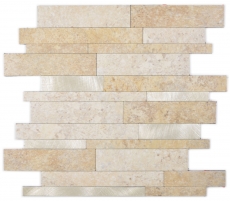 selbstklebende Vinyl Mosaikstbchen Steinoptik Limstone baun gold Fliesenspiegel Kche Wand MOS200-36LBG