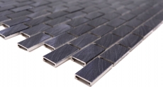 Handmuster Mosaik Fliese Aluminium Brick Aluminium schwarz Fliesenspiegel Kche MOS48-0304_m