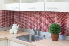 Handmuster Mosaikfliese Transluzent rot Glasmosaik Crystal Resin rot BAD WC Kche WAND MOS92-0904_m