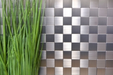 Handmuster Mosaikfliese Fliesenspiegel selbstklebend Aluminium silber metall metall MOS200-22M25_m