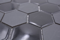 Handmuster Keramik Mosaik Hexagon schwarz glnzend R10B Duschtasse Bodenfliese Mosaikfliese  Kche Bad Boden MOS11H-0311-R10_m