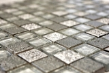 Handmuster Mosaikfliese Fliesenspiegel Transluzent silber Glasmosaik Crystal Resin silber Struktur MOS83-CB33_m