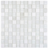 Handmuster Quadrat Crystal/Stein mix super white Mosaikfliese Wand Fliesenspiegel Kche Bad MOS72-0001_m