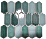 Hexagonale Sechseck Mosaik Fliese Keramik waldgrn glnzend Kche Wand Bad Fliesenspiegel WC -  MOS11J-475