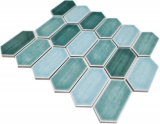 Hexagonale Sechseck Mosaik Fliese Keramik waldgrn glnzend Kche Wand Bad Fliesenspiegel WC -  MOS11J-475