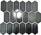 Handmuster Mosaikfliese Keramik Mosaik Hexagonal schwarz glnzend Kchenrckwand Bad MOS11J-479_m