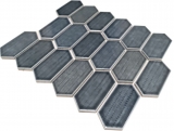 Handmuster Mosaikfliese Keramik Mosaik Hexagonal schwarz glnzend Kchenrckwand Bad MOS11J-479_m