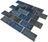 Subway Mosaik Fliese Used Look Vintage blau grn glnzend Retro Keramik - MOS26-KAS8