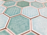 Handmuster Mosaikfliese Keramik Mosaik Hexagonal grn glnzend Fliesenspiegel Dusche MOS11K-SAN5_m